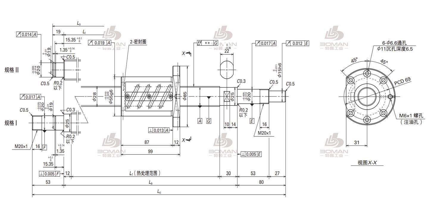 W2805SA-4Z-C5Z6-SA标准滚珠丝杠