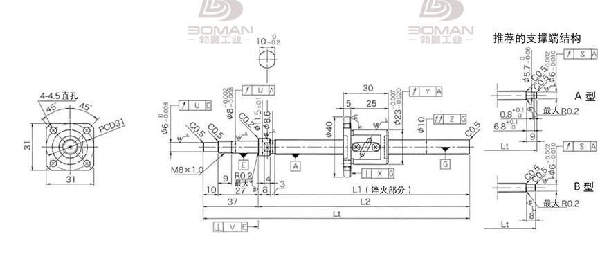 KURODA GP1002DS-EAFR-0320B-C3F 黑田丝杆替换尺寸图片大全
