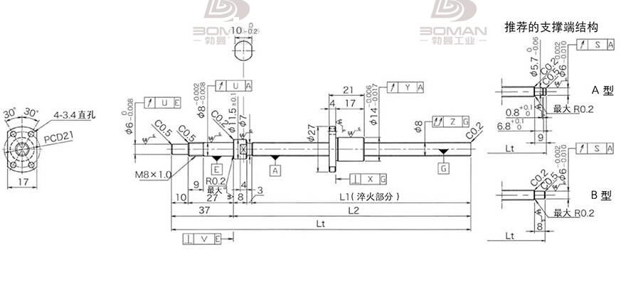 KURODA DP0802JS-HDNR-0260B-C3S 黑田丝杆精度