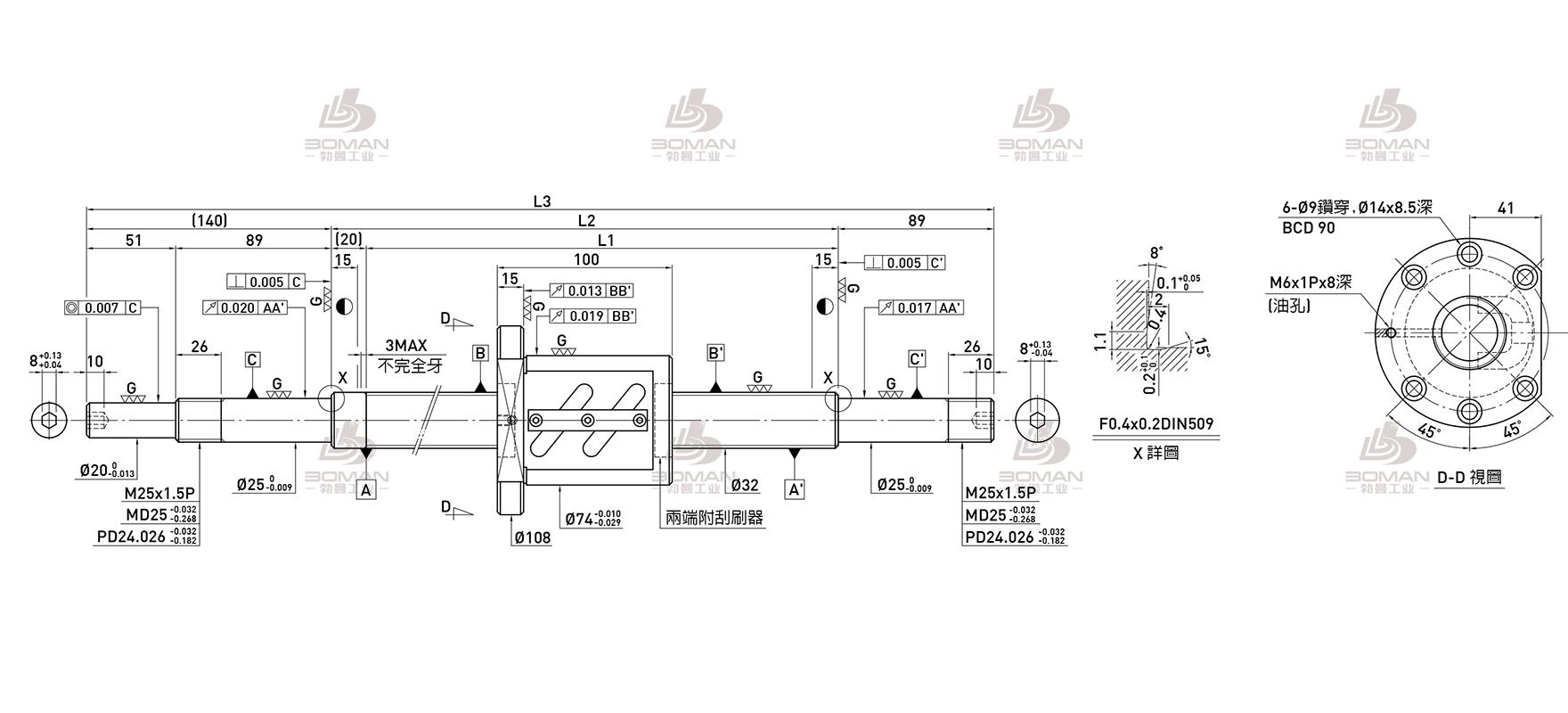 HIWIN上银 R32-10B1-OFSW-380-560-0.018 上银滚珠丝杆惠州代理